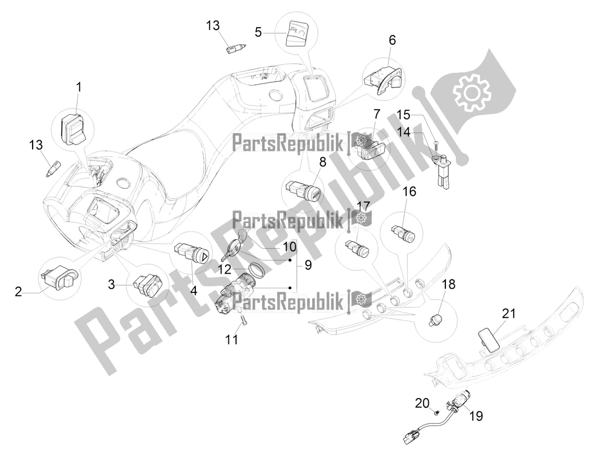 All parts for the Selectors - Switches - Buttons of the Piaggio MP3 350 Maxi Sport 2021