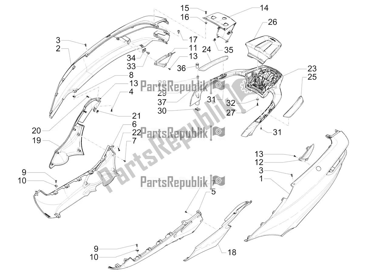 Todas las partes para Cubierta Lateral - Alerón de Piaggio MP3 350 Maxi Sport 2021