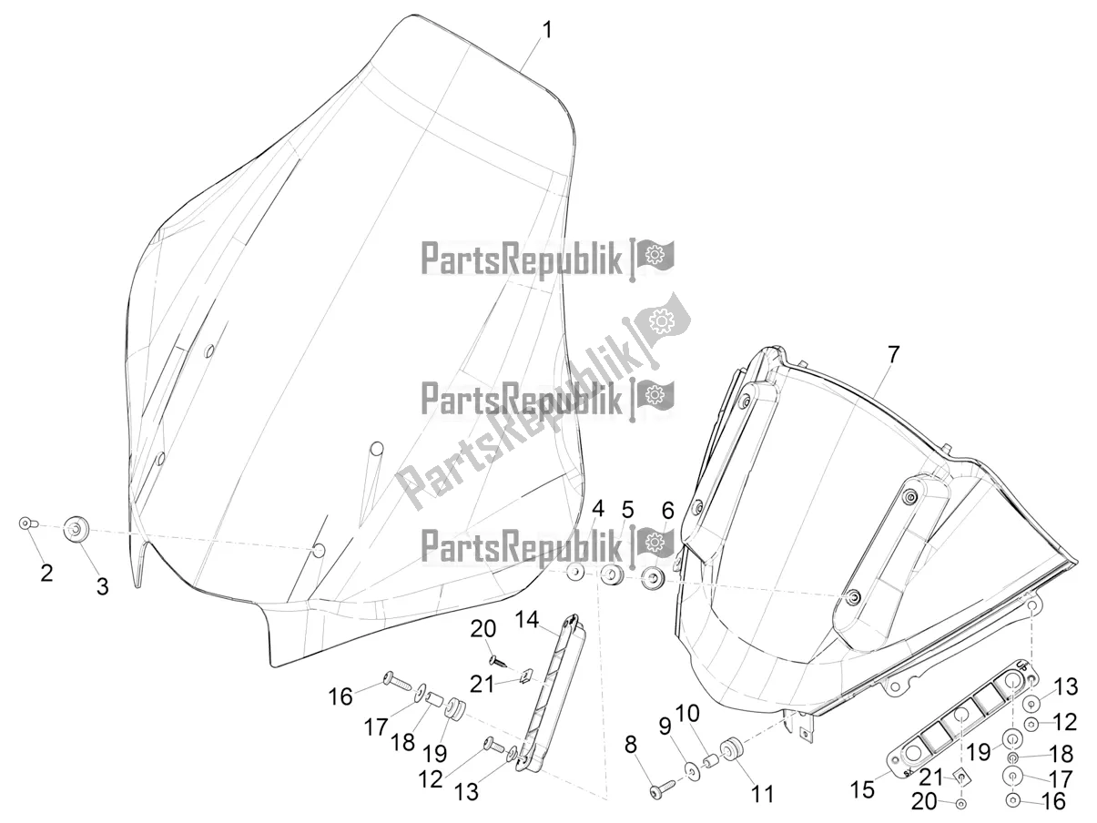 Toutes les pièces pour le Pare-brise - Verre du Piaggio MP3 350 Maxi Sport 2021