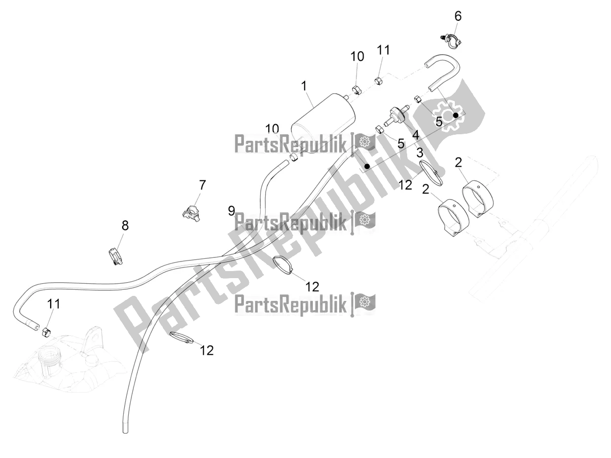 Todas as partes de Sistema Anti-percolação do Piaggio MP3 400 2020