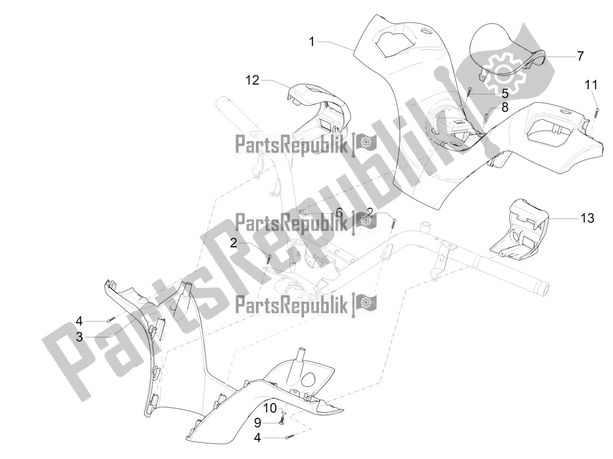 All parts for the Handlebars Coverages of the Piaggio MP3 400 2020