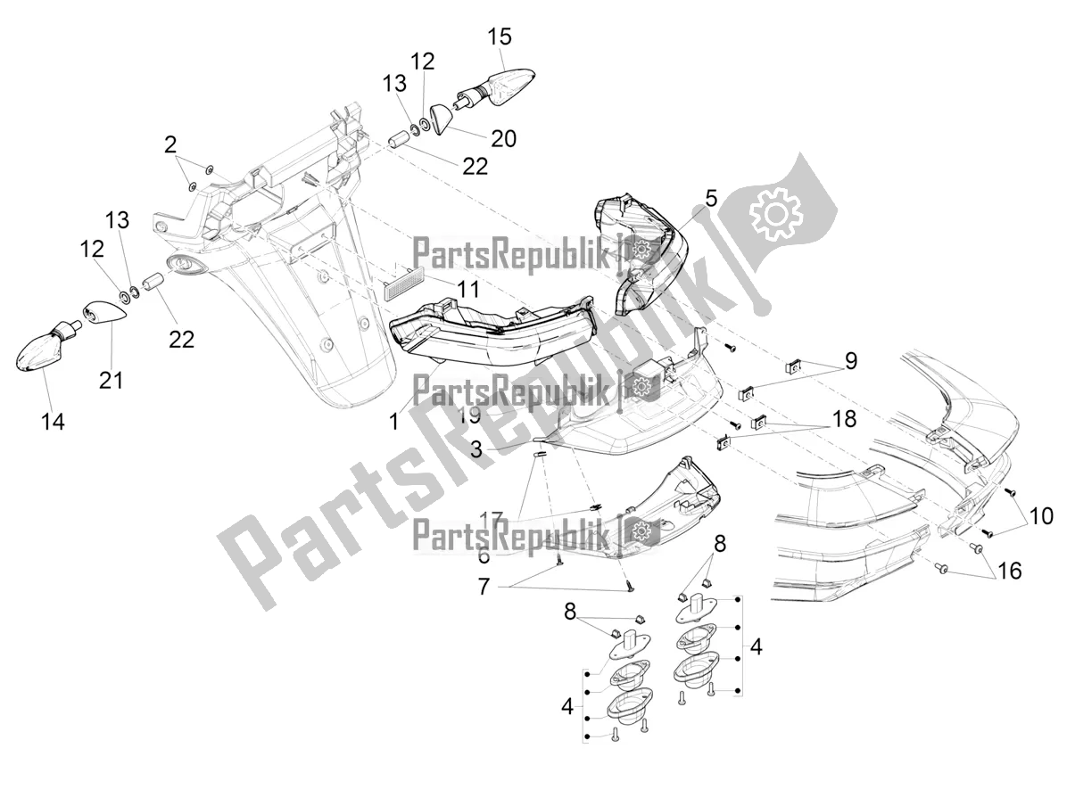 Toutes les pièces pour le Phares Arrière - Clignotants du Piaggio MP3 400 2020