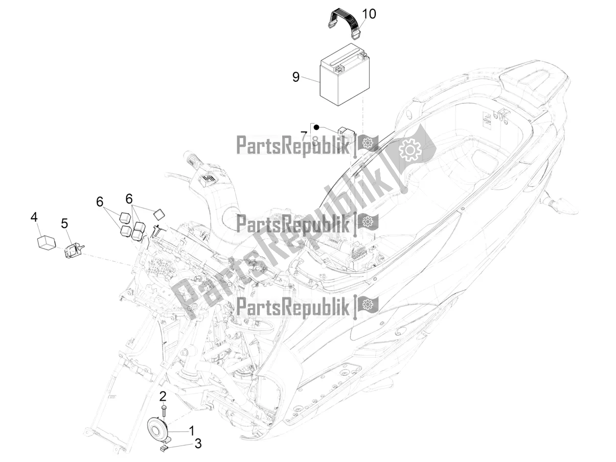 All parts for the Remote Control Switches - Battery - Horn of the Piaggio MP3 400 2020