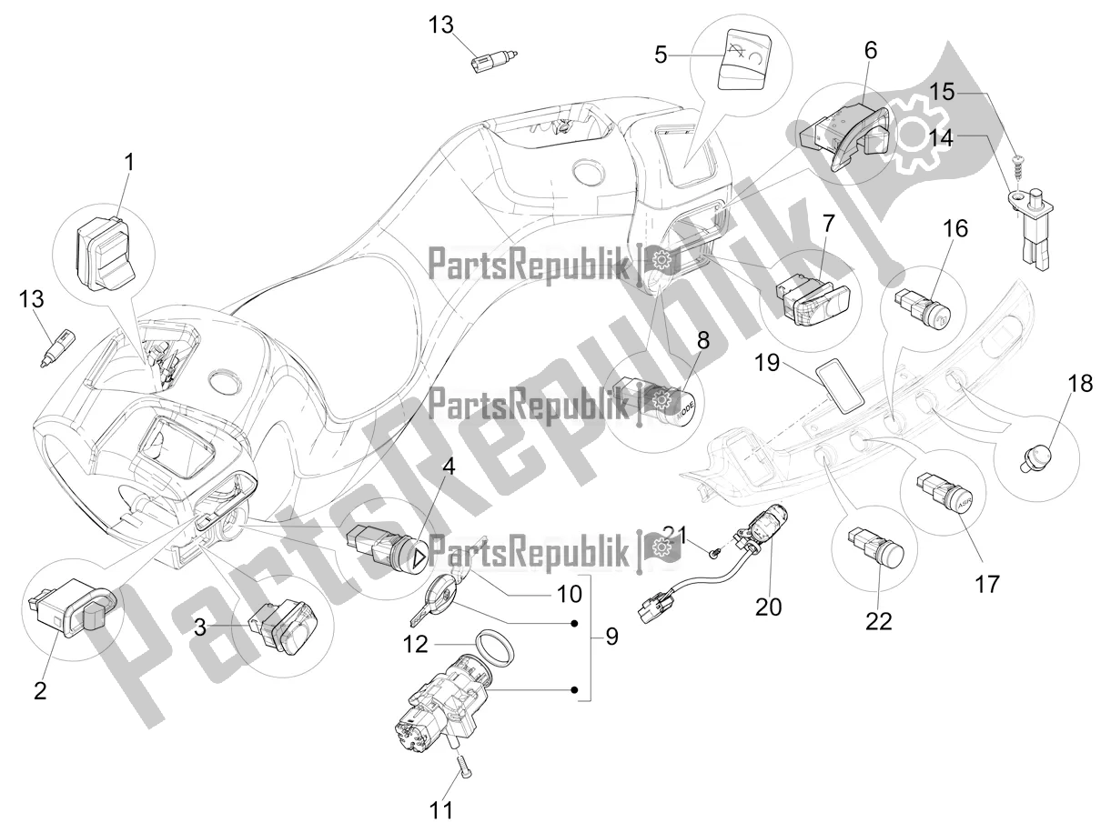 Toutes les pièces pour le Sélecteurs - Interrupteurs - Boutons du Piaggio MP3 400 2020