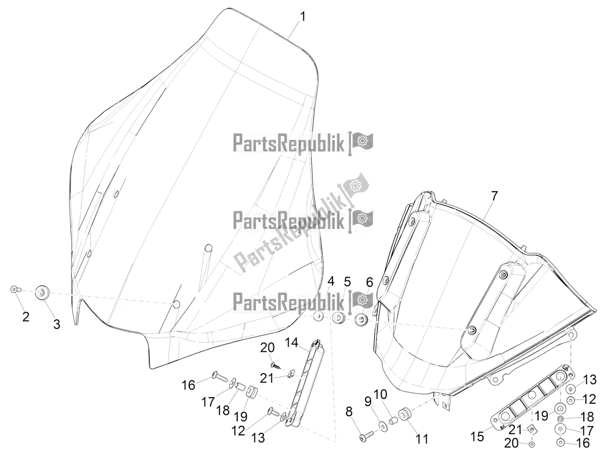 Toutes les pièces pour le Pare-brise - Verre du Piaggio MP3 400 2020