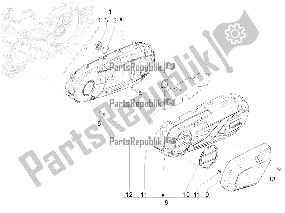 All parts for the Crankcase Cover - Crankcase Cooling of the Piaggio MP3 400 2021