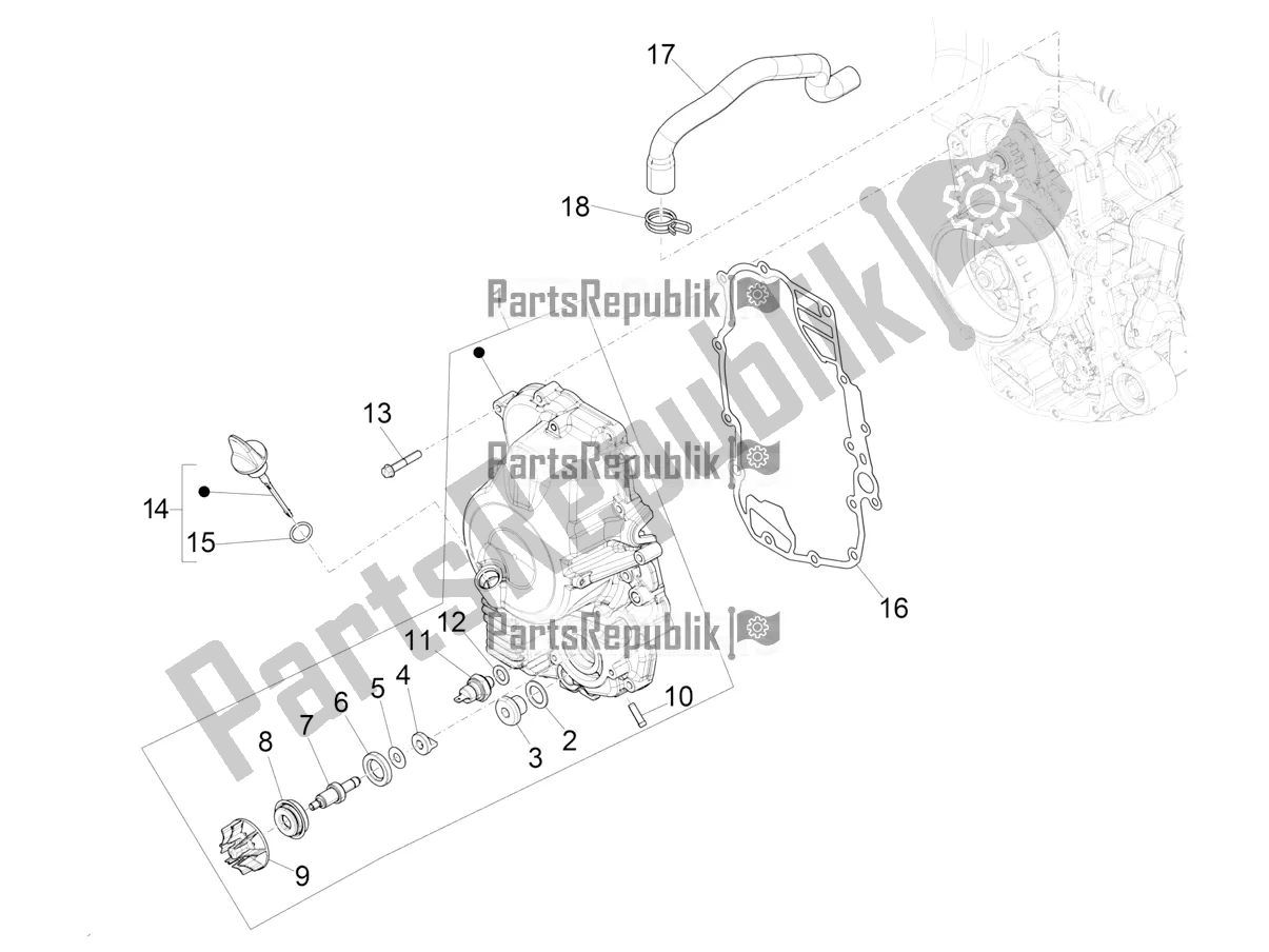 Tutte le parti per il Coperchio Magnete Volano - Filtro Olio del Piaggio MP3 400 2021