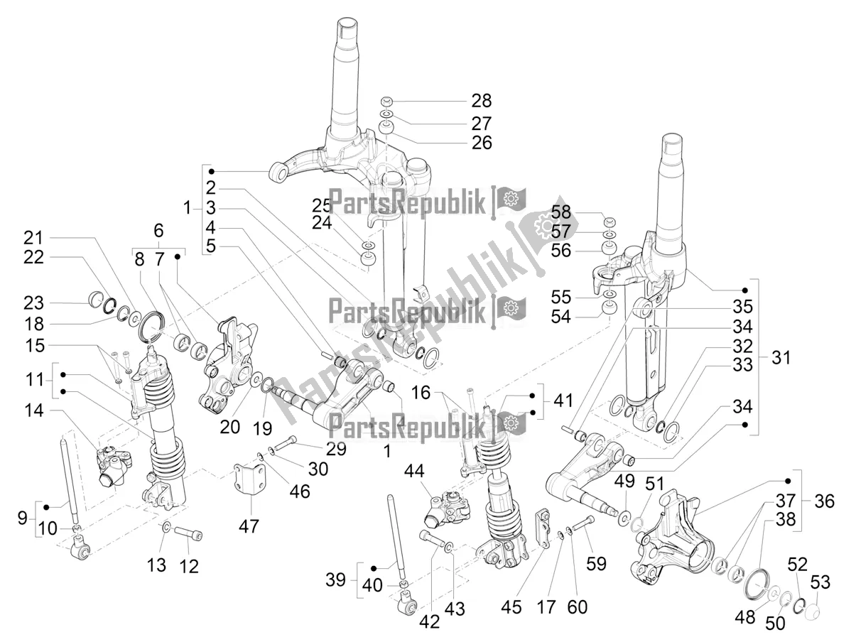 Todas las partes para Componentes De La Horquilla (mingxing) de Piaggio MP3 400 2021