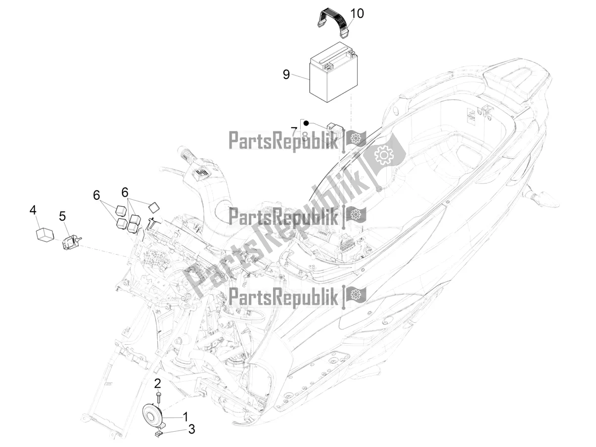 All parts for the Remote Control Switches - Battery - Horn of the Piaggio MP3 400 2021