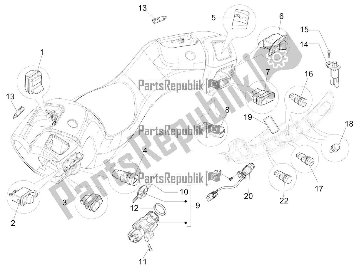 All parts for the Selectors - Switches - Buttons of the Piaggio MP3 400 2021