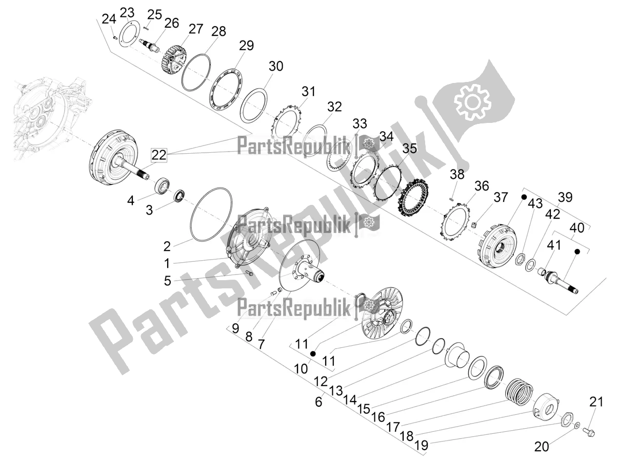 Todas las partes para Polea Conducida de Piaggio MP3 400 2022