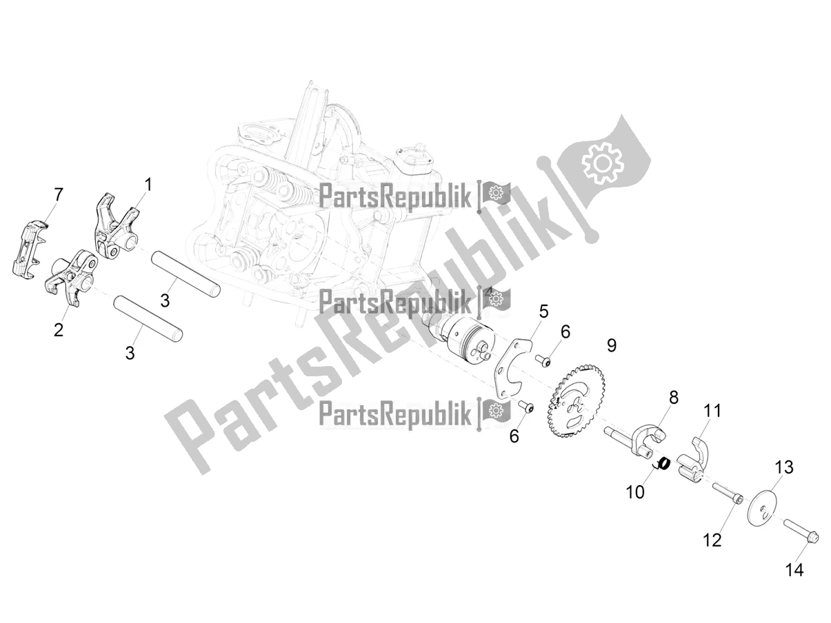 All parts for the Rocking Levers Support Unit of the Piaggio MP3 400 2022
