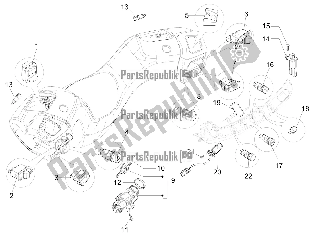 All parts for the Selectors - Switches - Buttons of the Piaggio MP3 400 2022