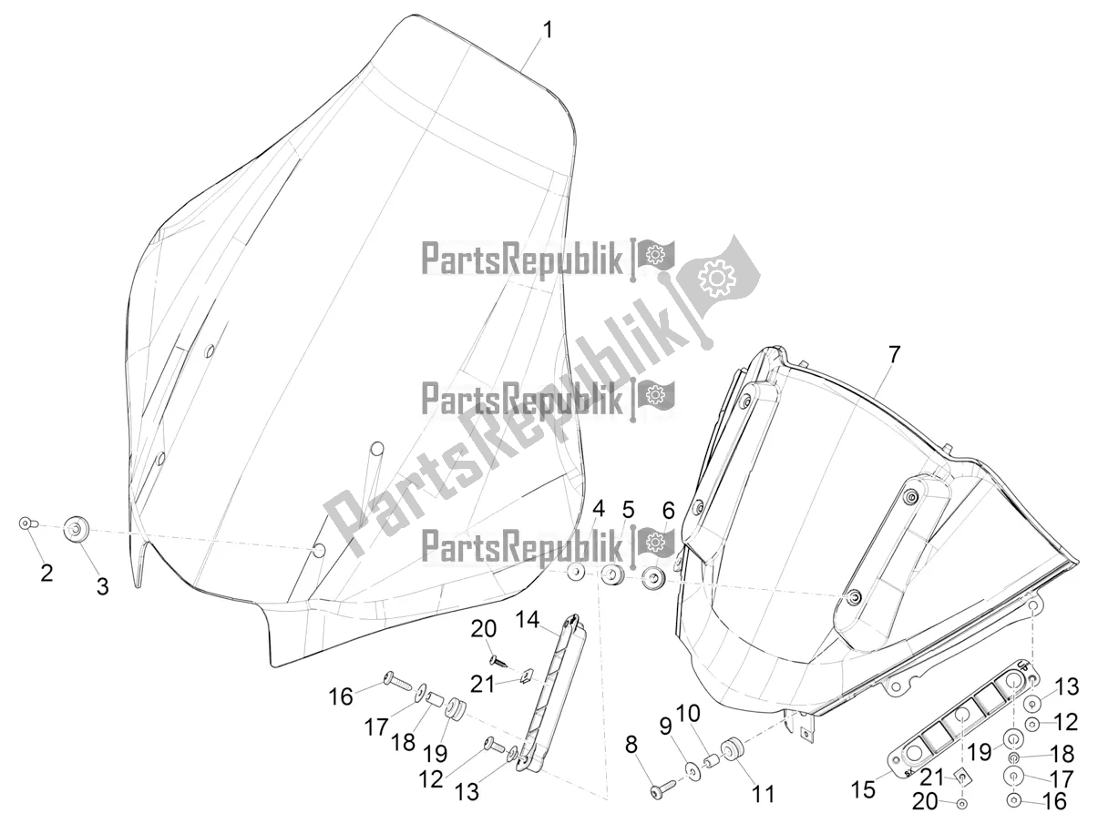 Toutes les pièces pour le Pare-brise - Verre du Piaggio MP3 400 2022