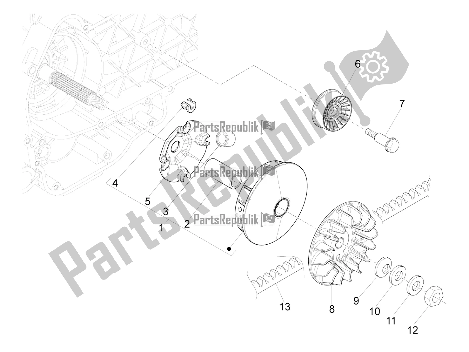 Tutte le parti per il Puleggia Motrice del Piaggio MP3 500 LT Business 2016