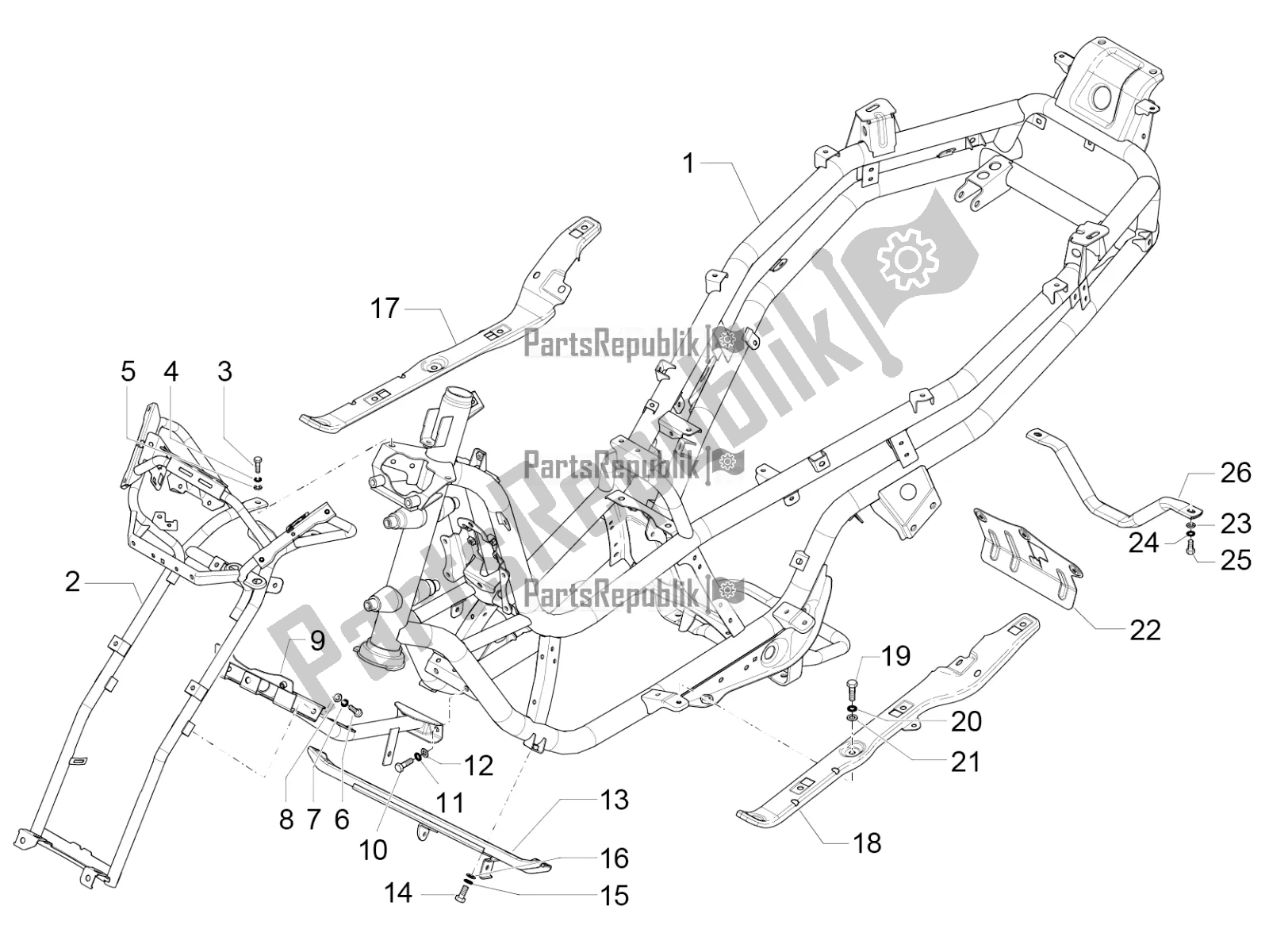 All parts for the Frame/bodywork of the Piaggio MP3 500 LT Business 2016