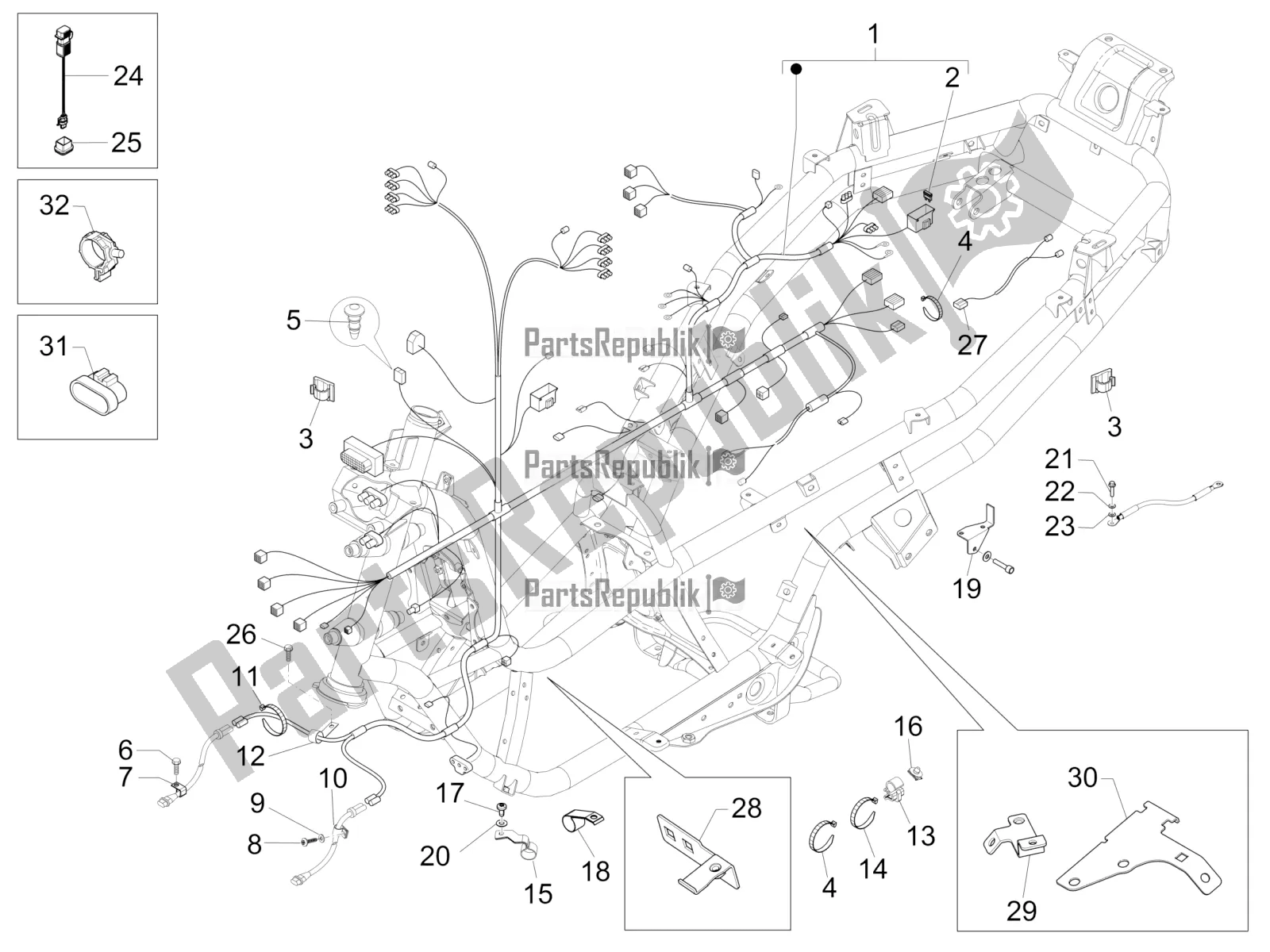 All parts for the Main Cable Harness of the Piaggio MP3 500 LT Business 2016