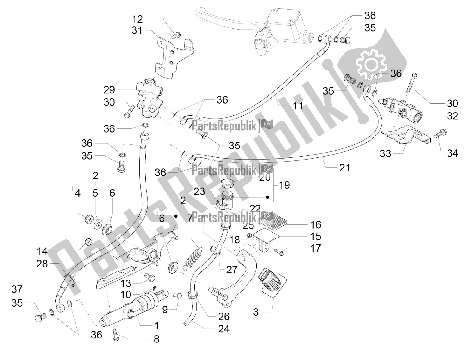 Tutte le parti per il Pedali Di Comando - Leve del Piaggio MP3 500 LT Sport 2016