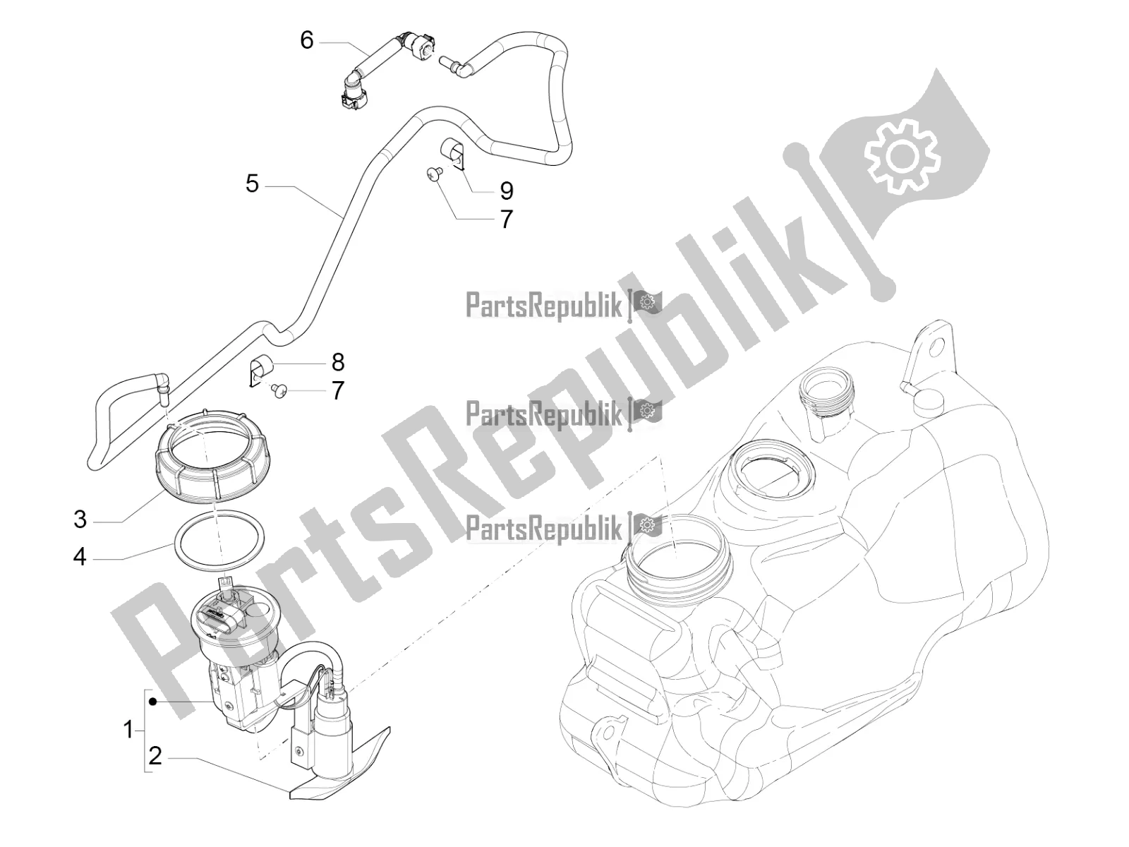 Tutte le parti per il Sistema Di Approvvigionamento del Piaggio MP3 500 LT Sport 2016