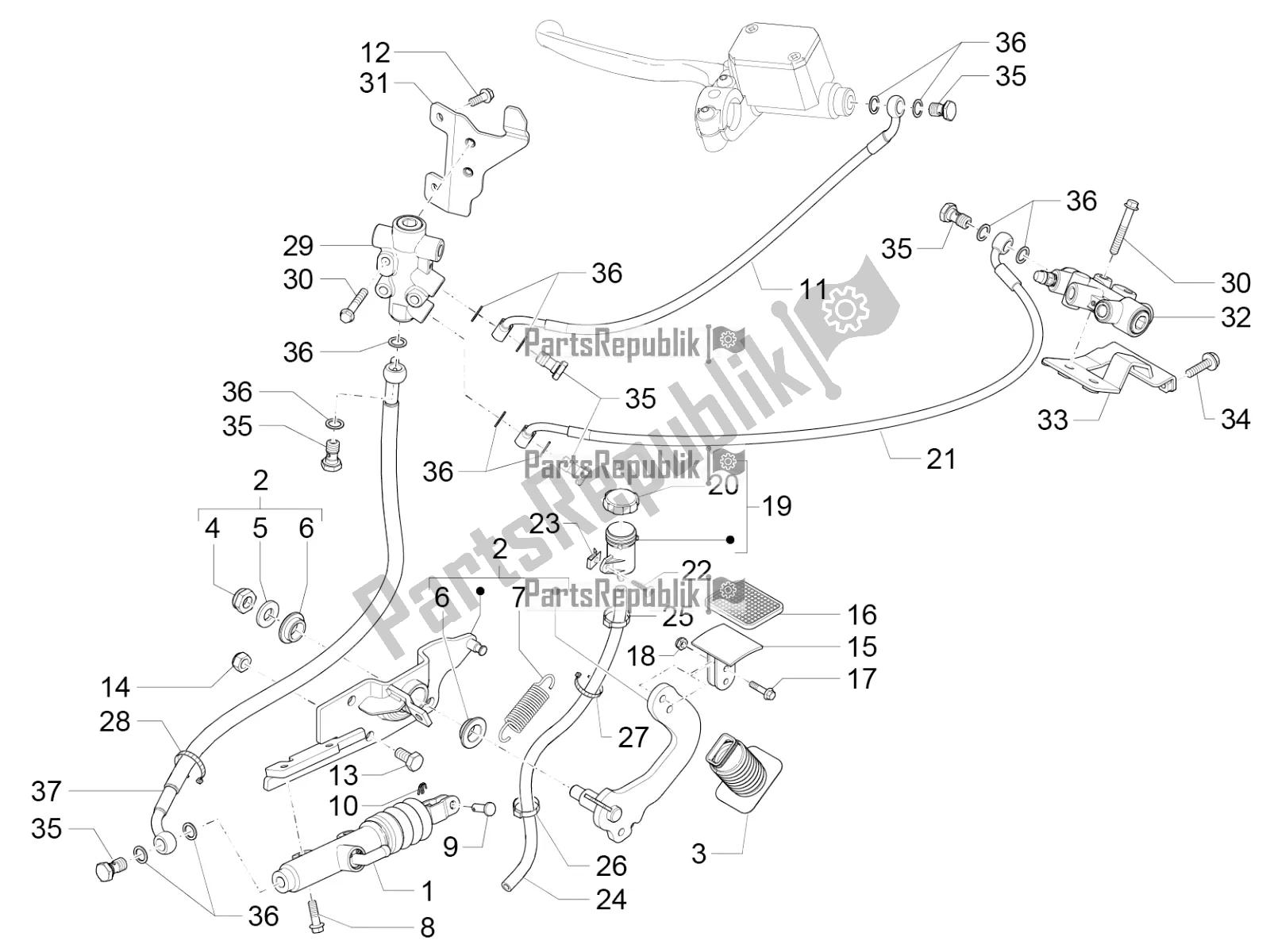 All parts for the Control Pedals - Levers of the Piaggio MP3 500 LT Sport-Business 2016