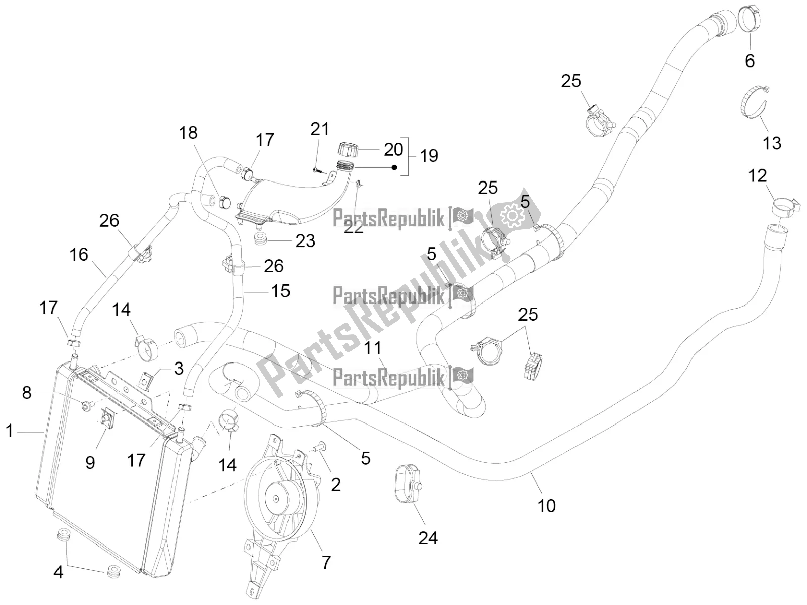 Tutte le parti per il Sistema Di Raffreddamento del Piaggio MP3 500 LT Sport-Business 2016