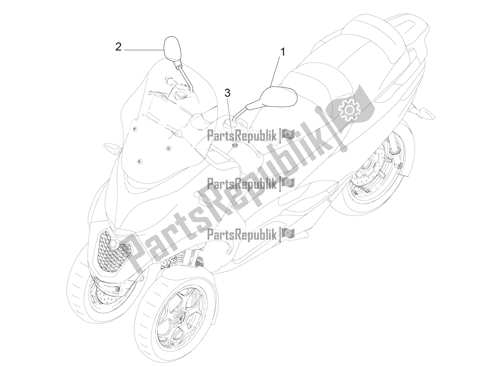 All parts for the Driving Mirror/s of the Piaggio MP3 500 LT Sport-Business 2016