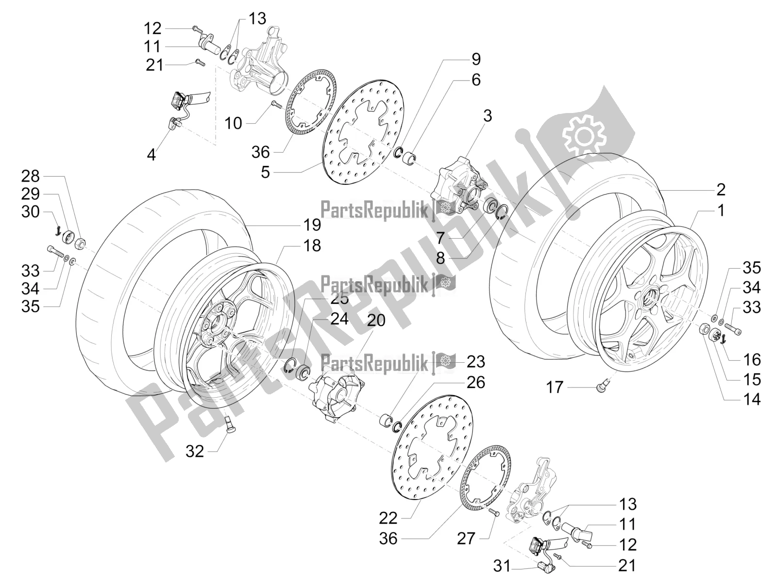 Toutes les pièces pour le Roue Avant du Piaggio MP3 500 LT Sport-Business 2016