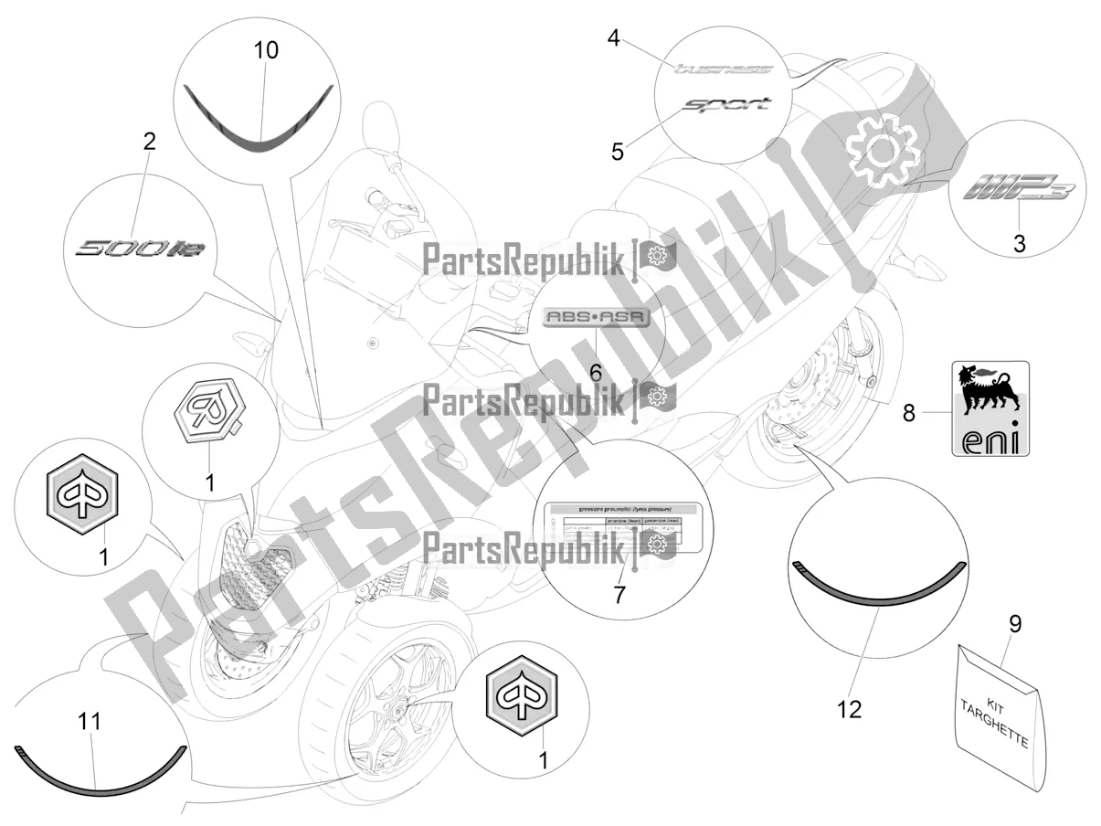 Toutes les pièces pour le Plaques - Emblèmes du Piaggio MP3 500 LT Sport-Business 2016
