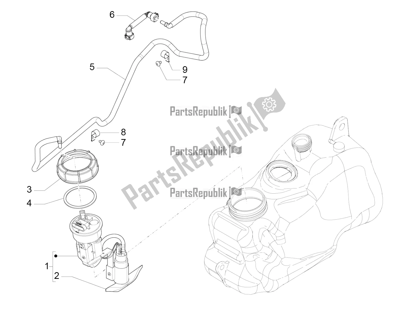 Todas as partes de Sistema De Abastecimento do Piaggio MP3 500 LT Sport-Business 2016