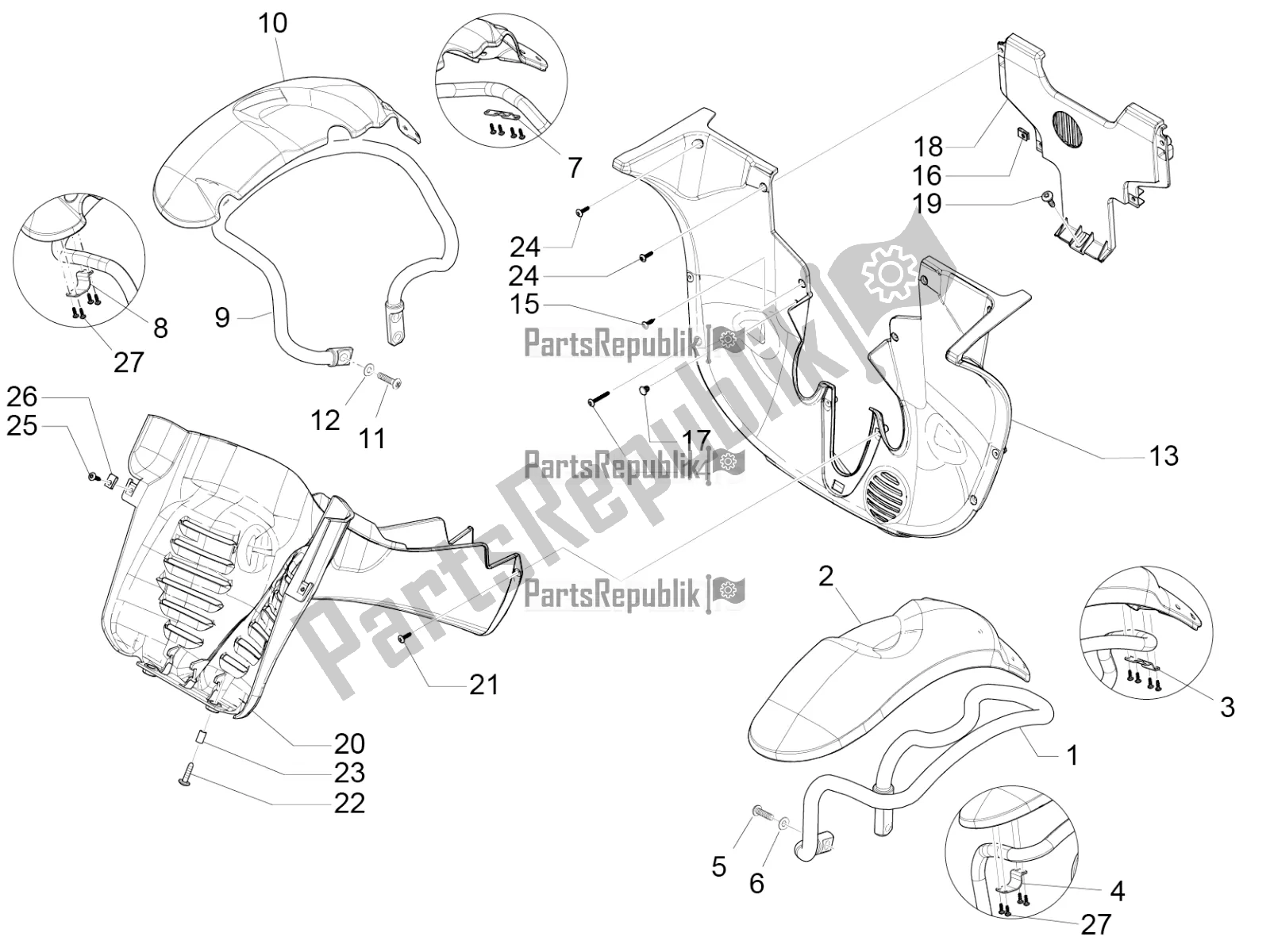 Toutes les pièces pour le Logement De Roue - Garde-boue du Piaggio MP3 500 LT Sport-Business 2016