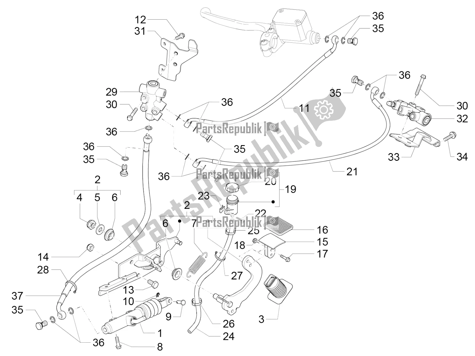 Toutes les pièces pour le Pédales De Commande - Leviers du Piaggio MP3 500 LT Sport-Business 2017