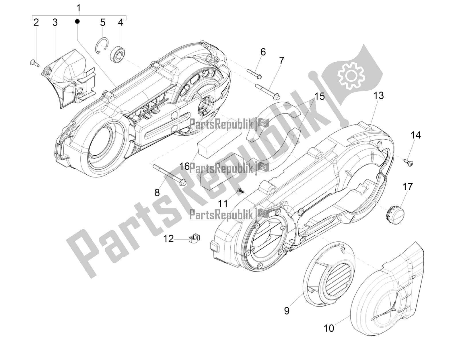 Todas las partes para Tapa Del Cárter - Enfriamiento Del Cárter de Piaggio MP3 500 LT Sport-Business 2017