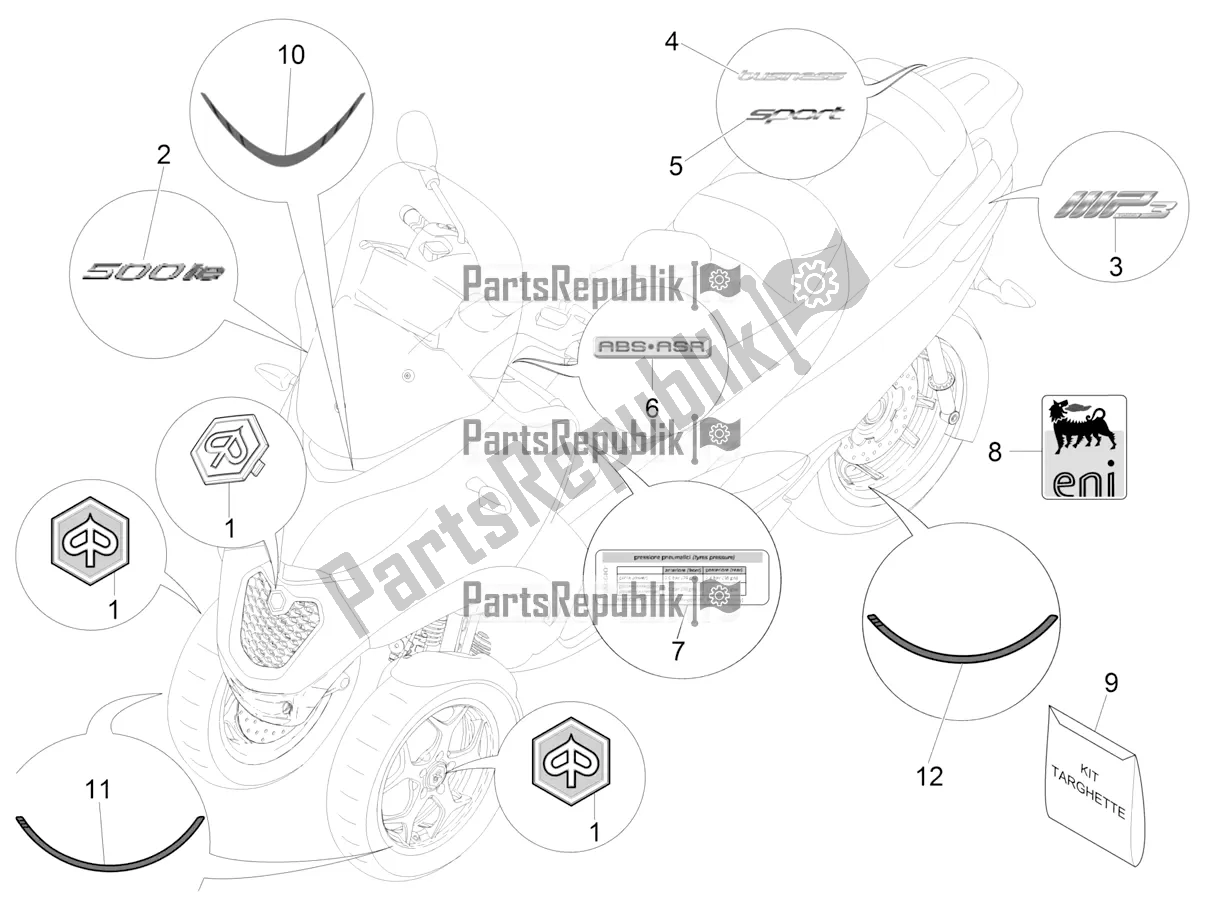 Todas las partes para Placas - Emblemas de Piaggio MP3 500 LT Sport-Business 2017