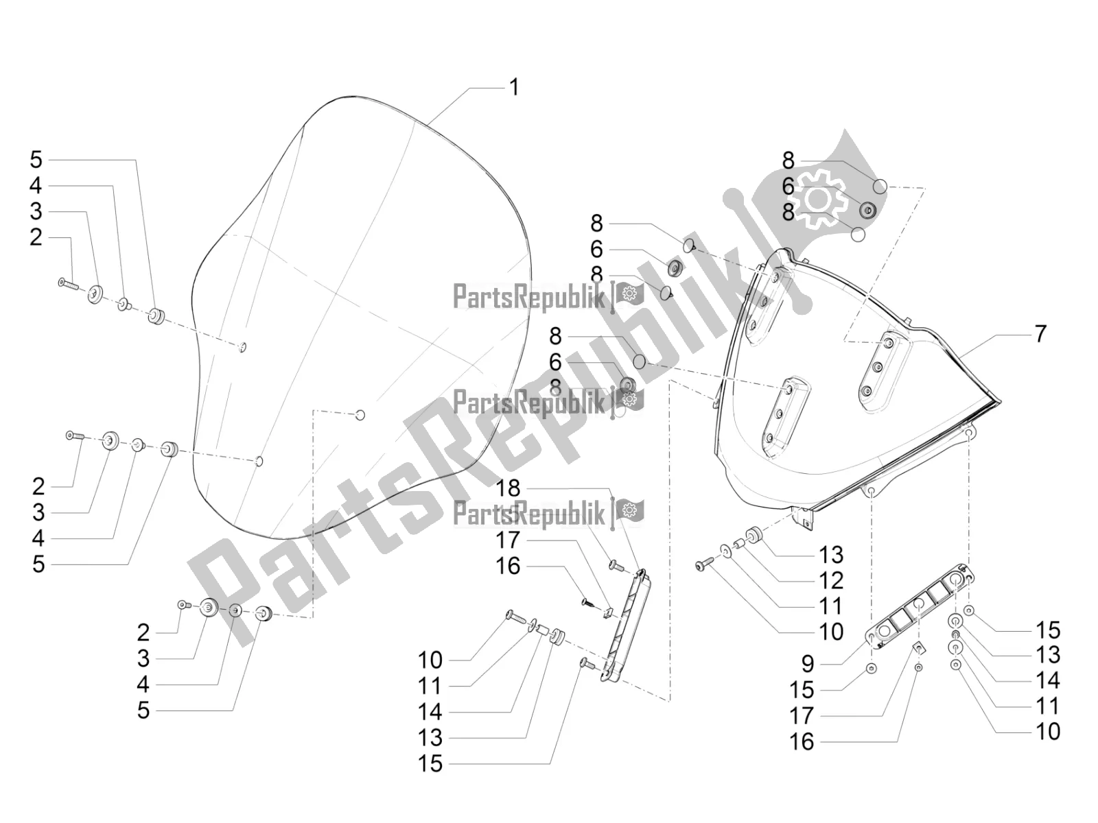 Todas las partes para Parabrisas - Vidrio de Piaggio MP3 500 LT Sport-Business 2017