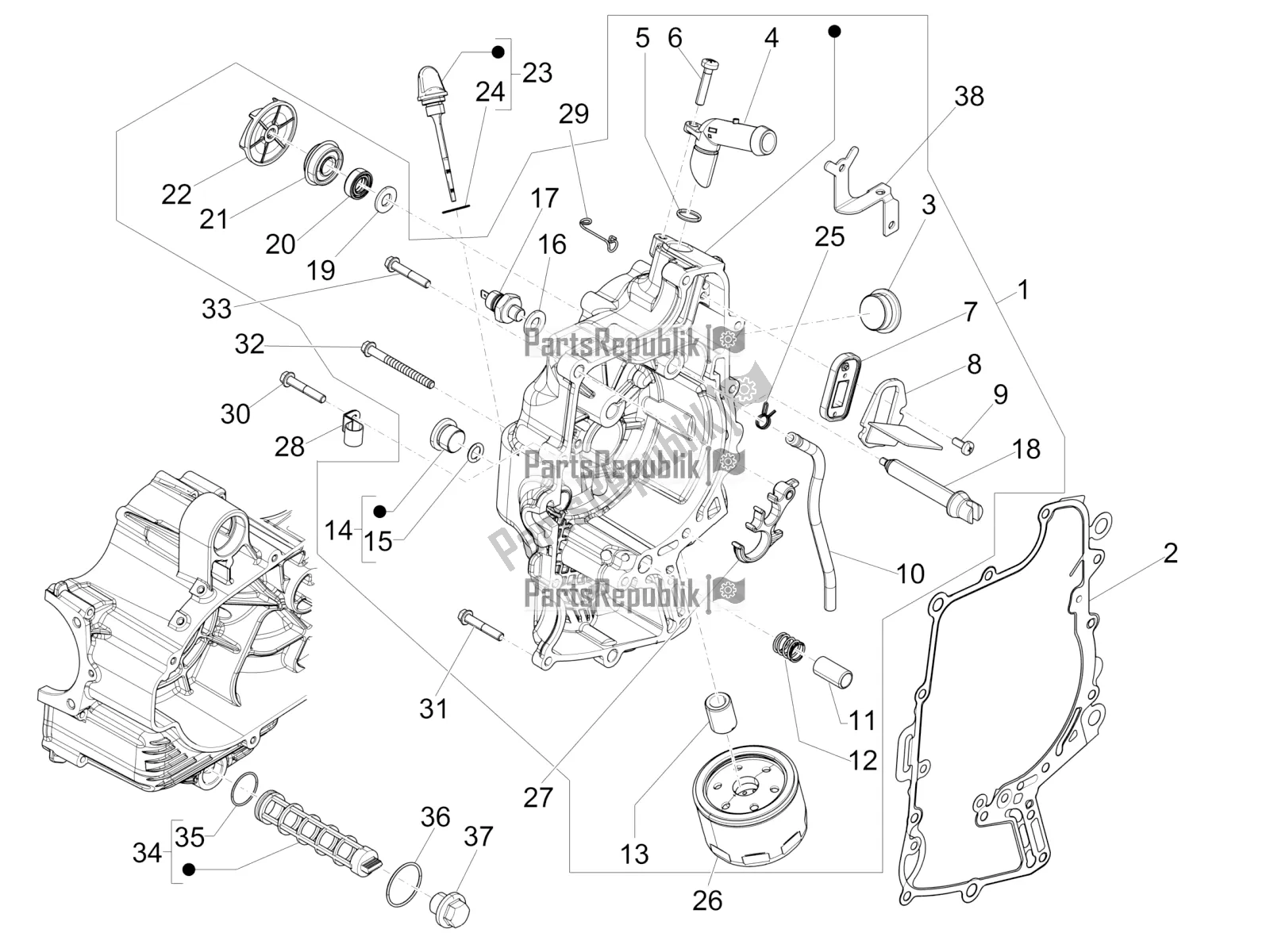 Wszystkie części do Os? Ona Iskrownika Ko? A Zamachowego - Filtr Oleju Piaggio MP3 500 LT Sport-Business 2018