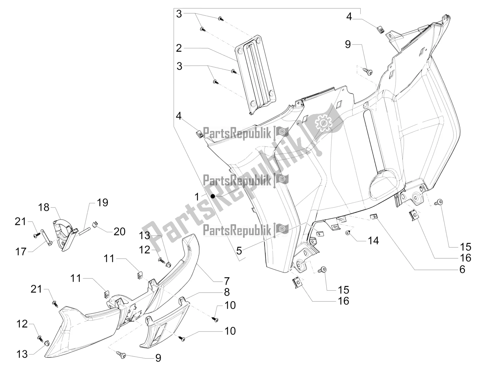 Toutes les pièces pour le Boîte à Gants Avant - Panneau De Protection Des Genoux du Piaggio MP3 500 LT Sport-Business 2018