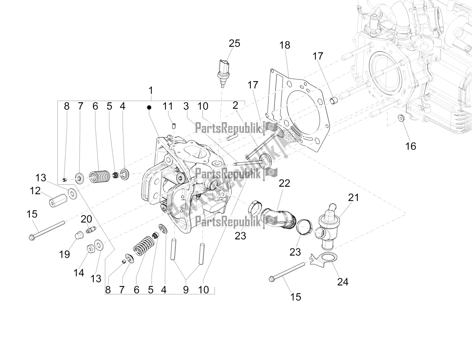 Toutes les pièces pour le Unité De Tête - Valve du Piaggio MP3 500 LT Sport-Business 2018