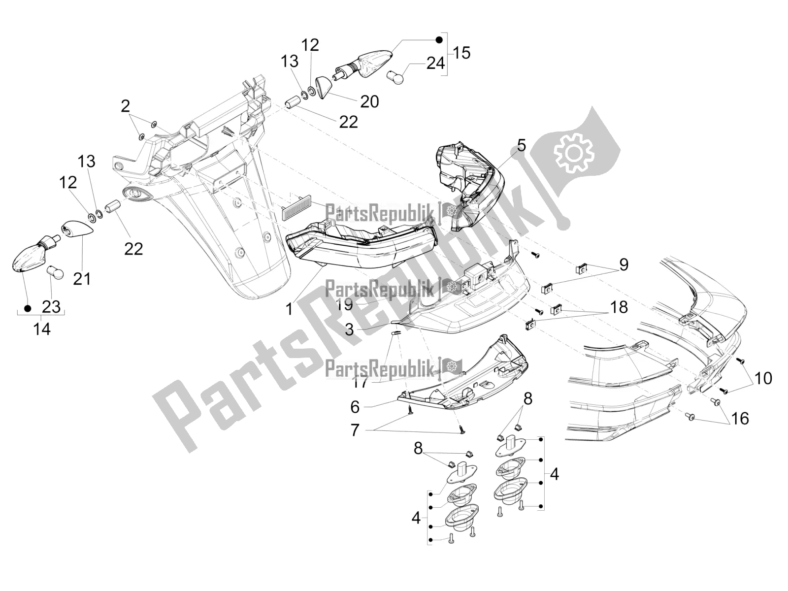 Toutes les pièces pour le Phares Arrière - Clignotants du Piaggio MP3 500 LT Sport-Business 2018