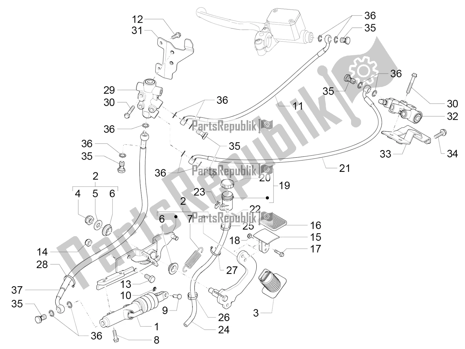 All parts for the Control Pedals - Levers of the Piaggio MP3 500 LT Sport-Business 2019