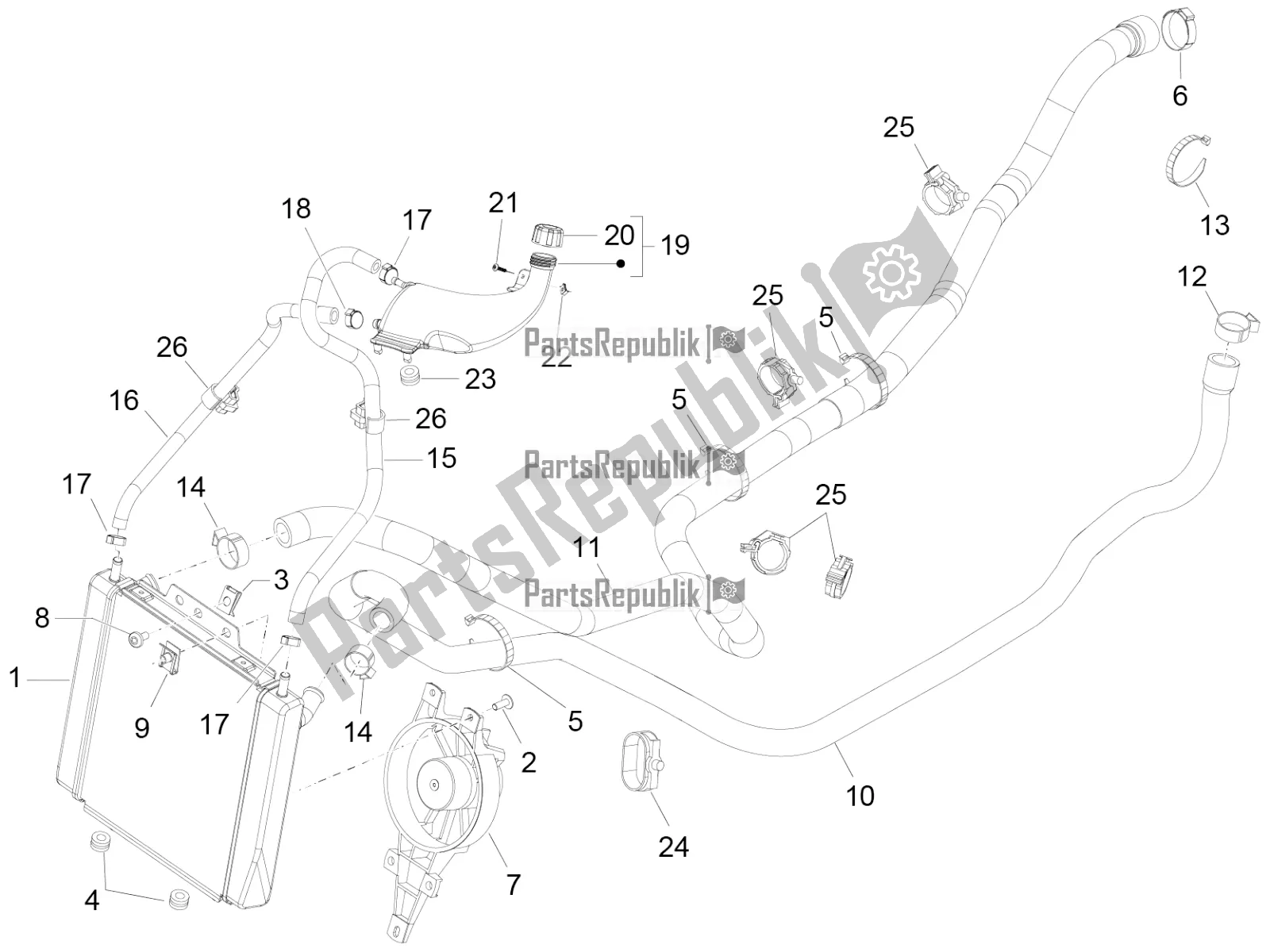 Toutes les pièces pour le Système De Refroidissement du Piaggio MP3 500 LT Sport-Business 2019