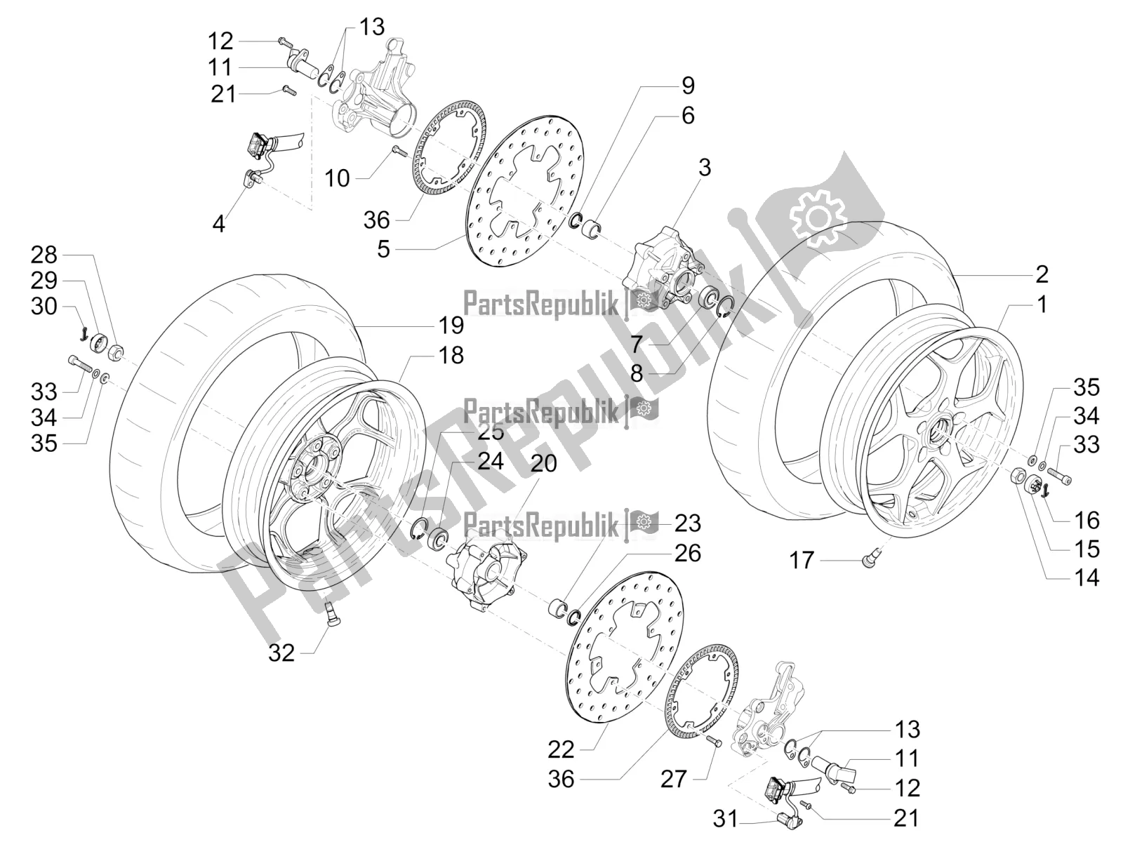 Todas las partes para Rueda Delantera de Piaggio MP3 500 LT Sport-Business 2019