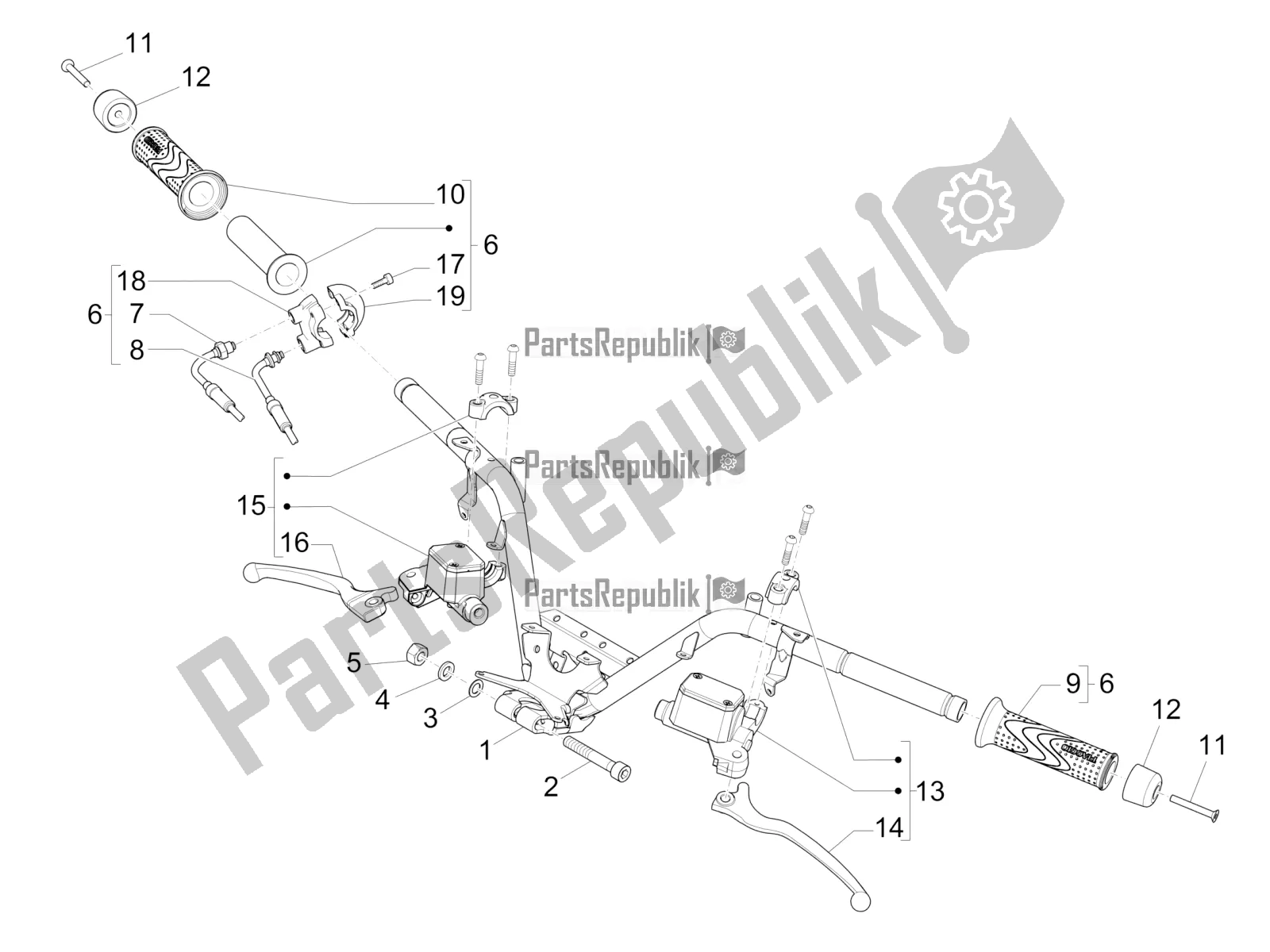 Toutes les pièces pour le Guidon - Master Cil. Du Piaggio MP3 500 LT Sport-Business 2019