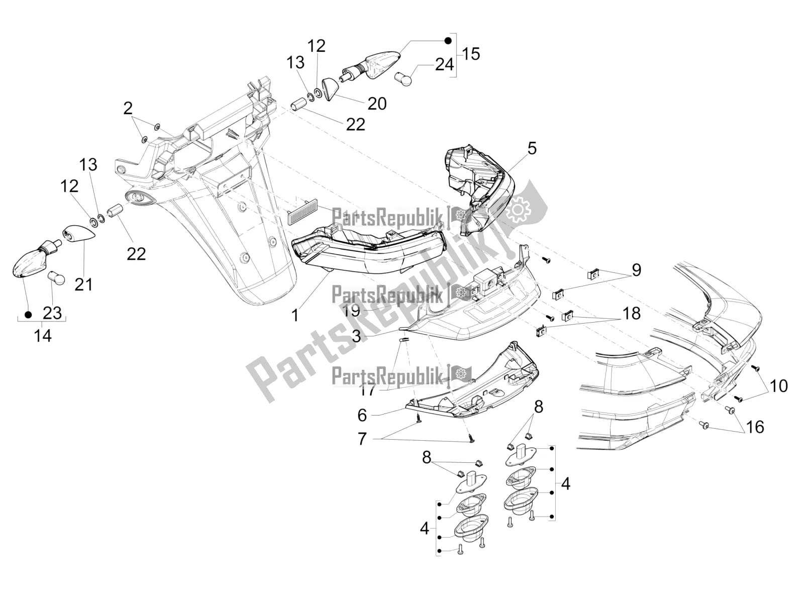 Toutes les pièces pour le Phares Arrière - Clignotants du Piaggio MP3 500 LT Sport-Business 2019