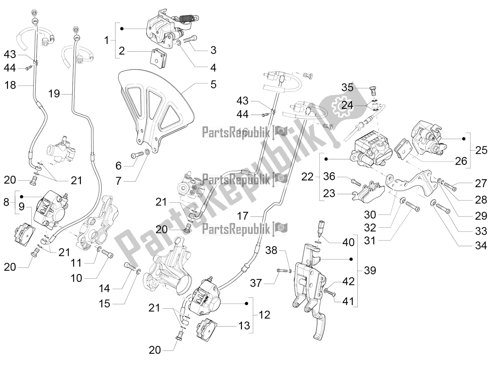 Wszystkie części do Przewody Hamulcowe - Zaciski (abs) Piaggio MP3 500 LT Sport-Business ABS 2017