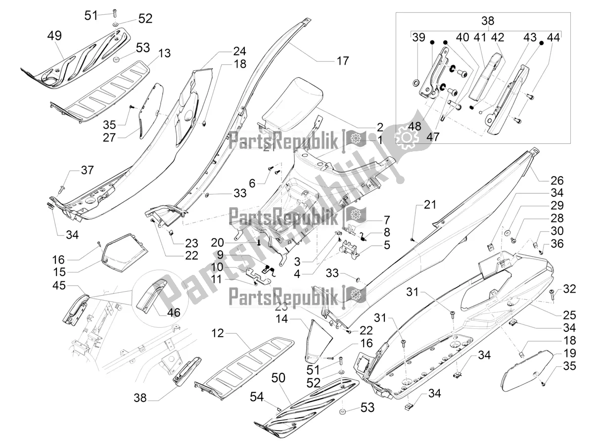 All parts for the Central Cover - Footrests of the Piaggio MP3 500 LT Sport-Business ABS 2017