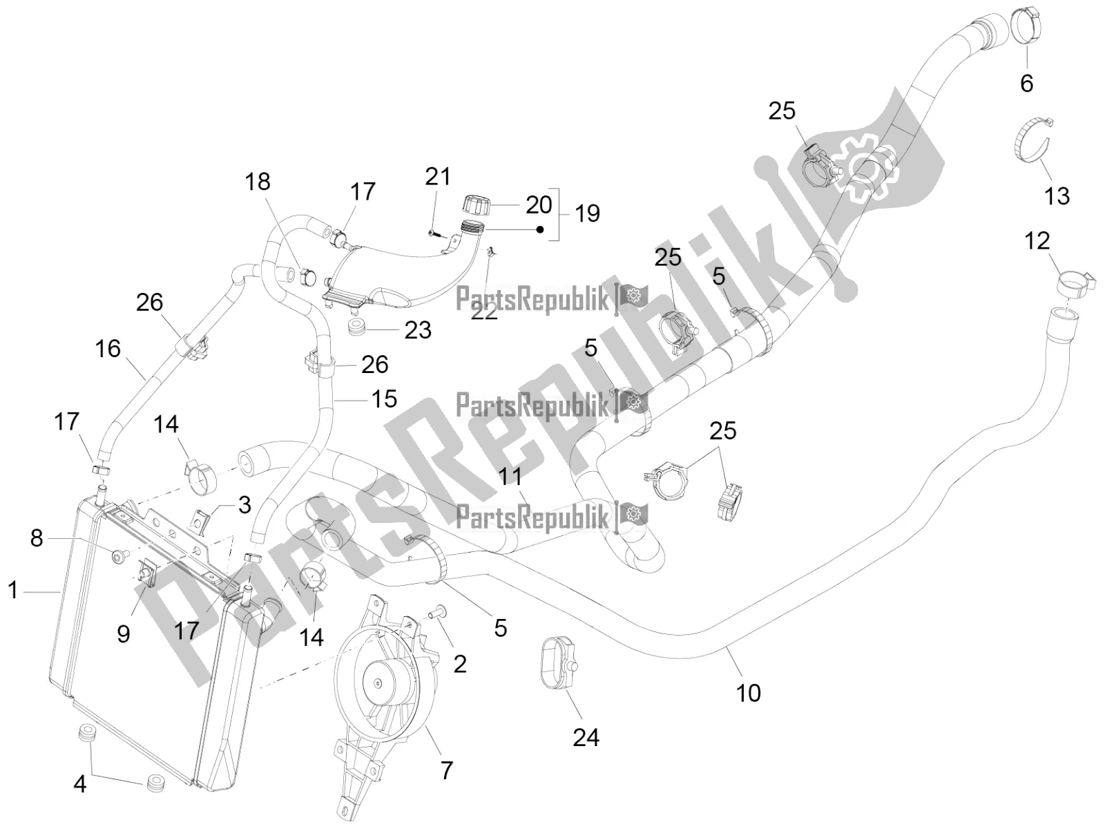 All parts for the Cooling System of the Piaggio MP3 500 LT Sport-Business ABS 2017