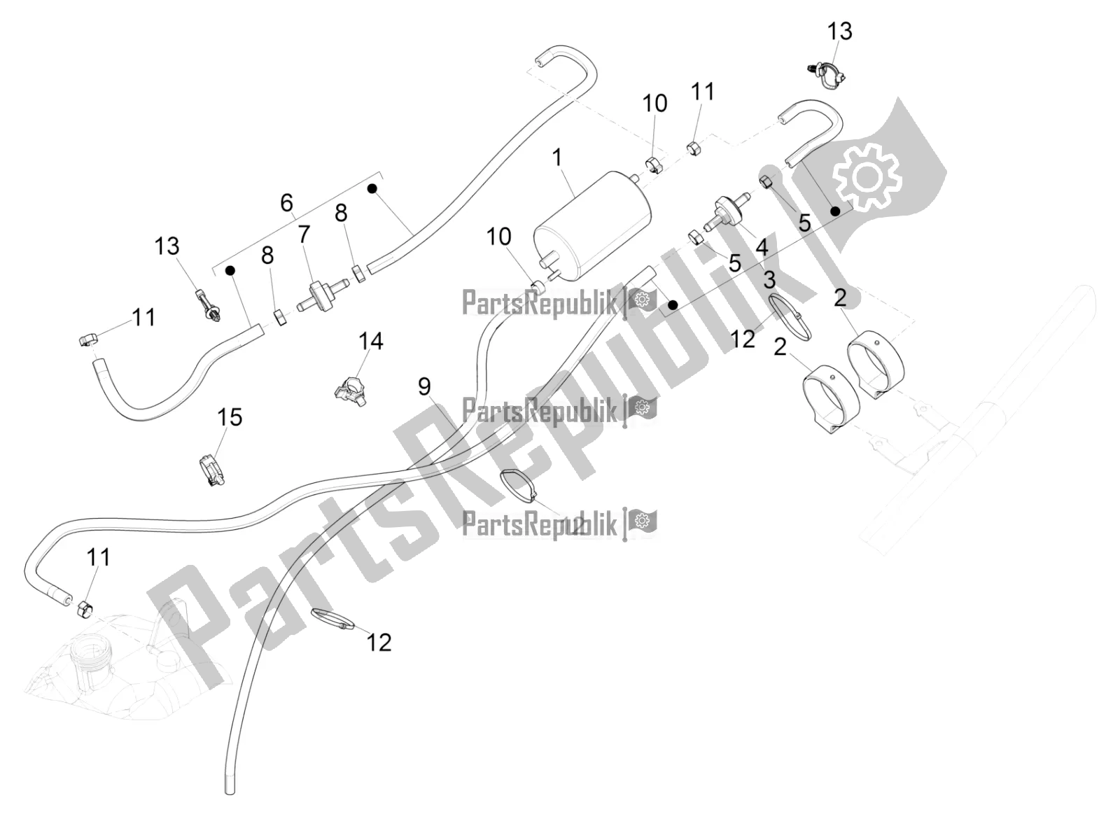 Tutte le parti per il Sistema Anti-percolazione del Piaggio MP3 500 LT Sport-Business ABS 2018
