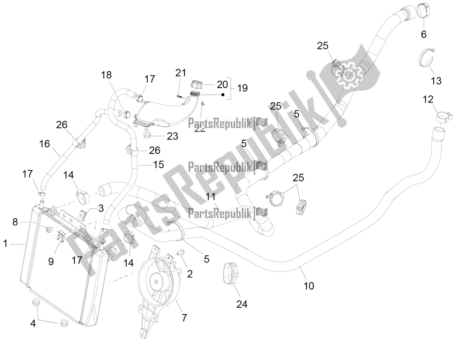 All parts for the Cooling System of the Piaggio MP3 500 LT Sport-Business ABS 2018