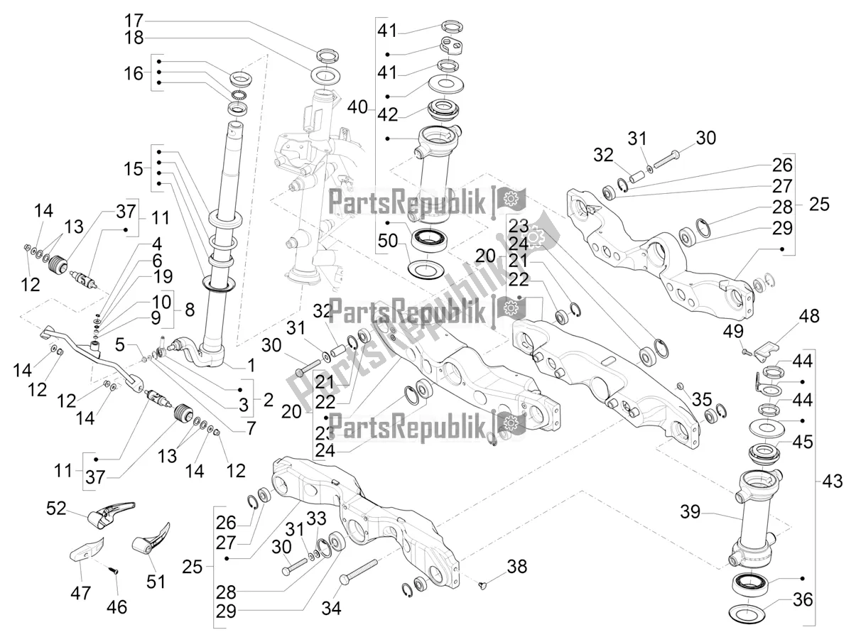 Todas las partes para Horquilla / Tubo De Dirección - Unidad De Rodamiento De Dirección de Piaggio MP3 500 LT Sport-Business ABS 2018