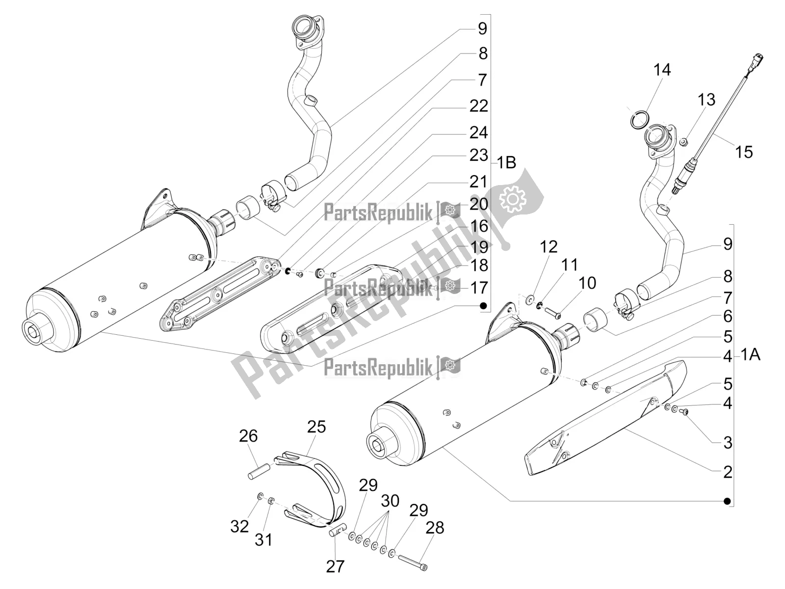 Toutes les pièces pour le Silencieux du Piaggio MP3 500 LT Sport-Business ABS 2018